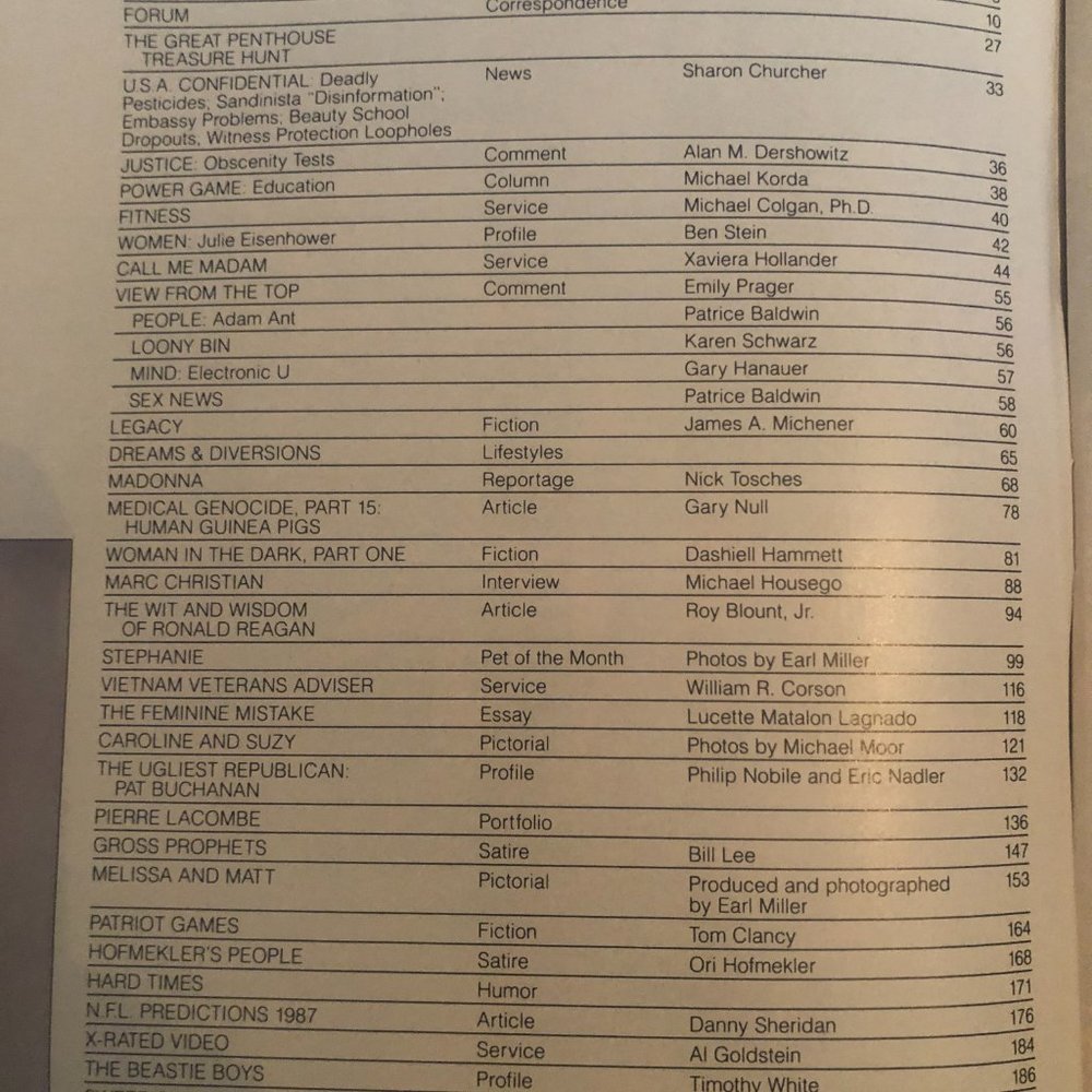 #7 Penthouse Vtg September 1987 Madonna Nudes & More - Gem